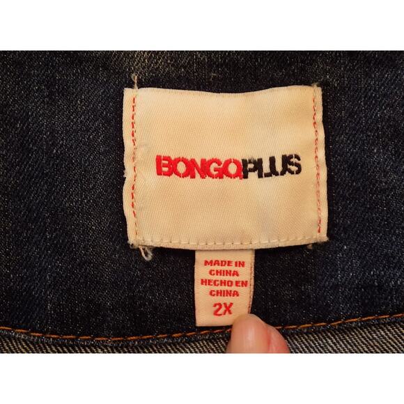 Vintage Bongo Plus denim jacket jean jacket Y2K zip front size 2X - Picture 9 of 11